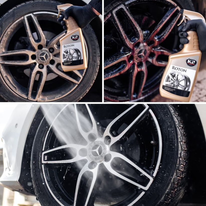 CLECAR + K2 Roton - Środek do FELG (Efekt krwawienia) + Pędzel detailingowy